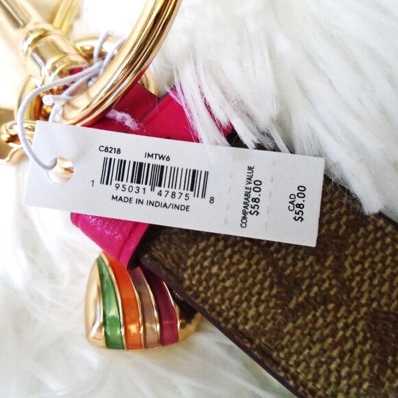 Coach Trigger Snap Bag Charm Keychain Khaki Pink Gold - Picture 8 of 8